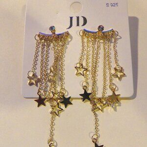 CASCADING STAR EARRINGS by JD  .925 SS  with GOLD OVERLAY